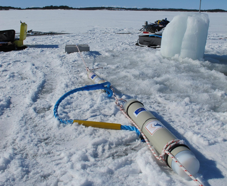 C-POD deployment through ice in SAMBAH